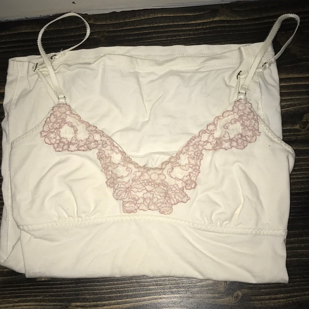 Cream tank with pink details